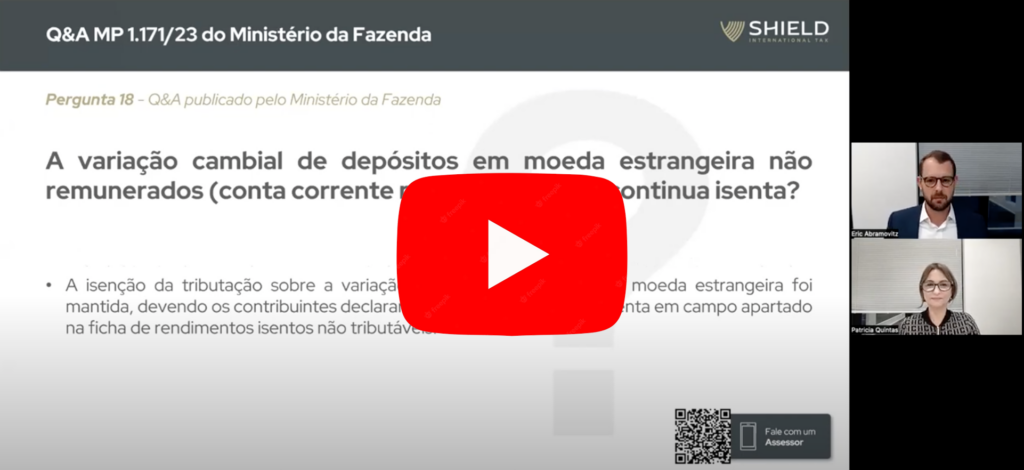 Trecho do vídeo respondendo sobre a isenção de depósitos em moeda estrangeira não remunerados