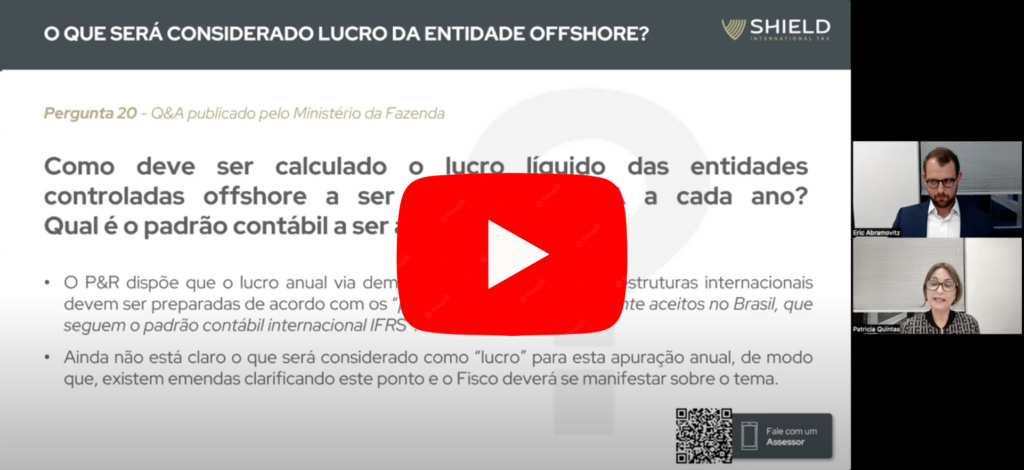 Trecho do vídeo respondendo sobre o cálculo do lucro líquido de entidades offshore controladas