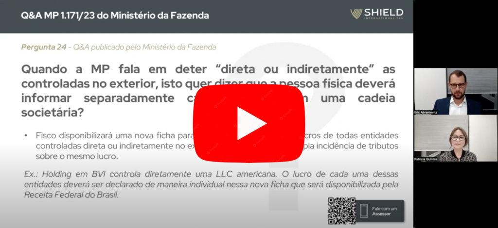 Trecho do vídeo respondendo sobre declarar separadamente entidades em cadeia societária