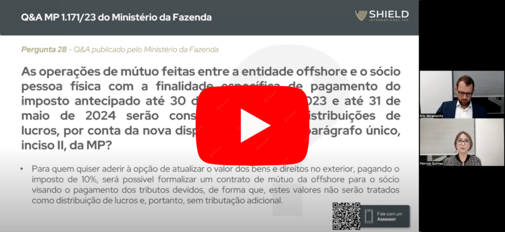 Trecho do vídeo respondendo sobre mútuos entre a offshore e o sócio pessoa física