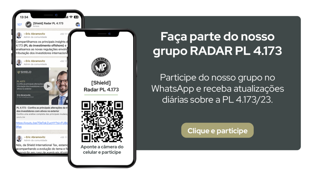 Banner do grupo de WhatsApp Radar Shield sobre o PL 4.173
